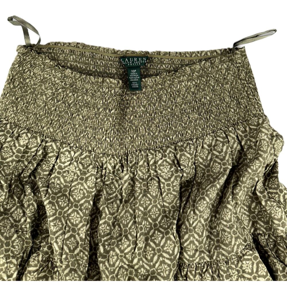 Ralph Lauren Petites Women's Green Patterned Viscose Skirt Size 10P - Picture 4 of 9